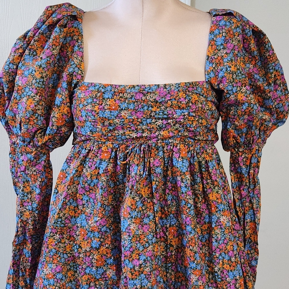 New!For Love And Lemons Brittany Long Sleeve‎ Floral Print Mini Dress - Picture 6 of 10
